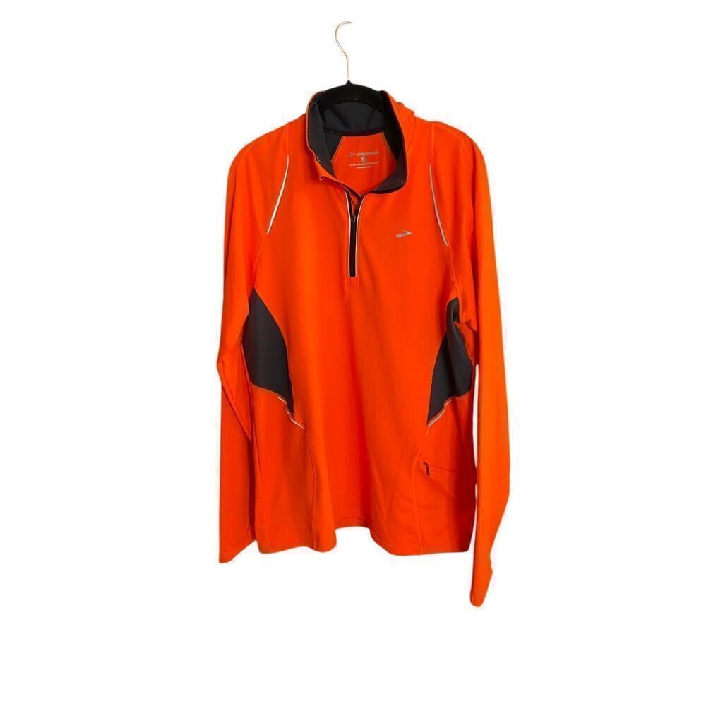 Brooks, women’s orange and black reflective, long sleeve jacket, size medium